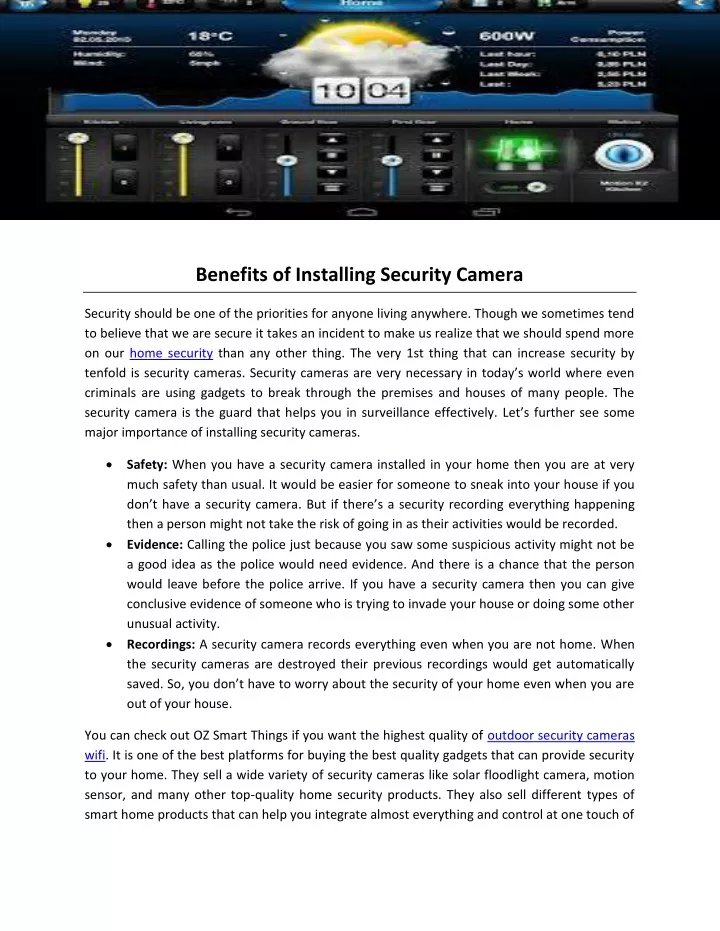benefits of installing security camera