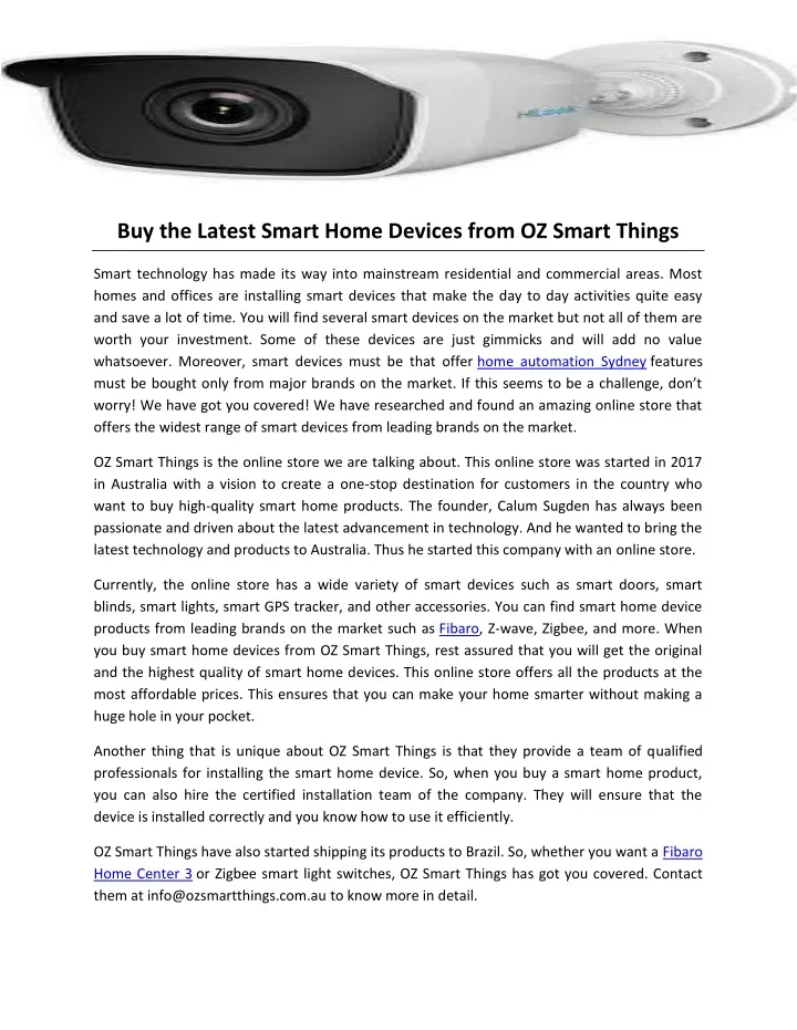buy the latest smart home devices from oz smart