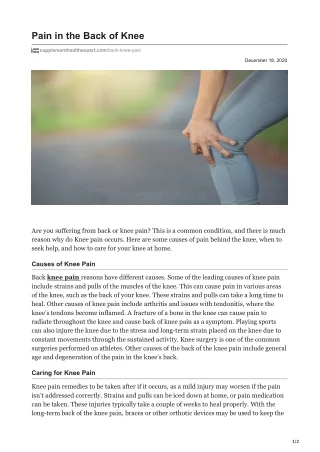 pain in the back of knee