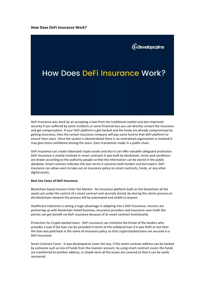 how does defi insurance work