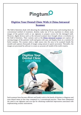 Digitize your Dental Clinic with a China Intraoral Scanner