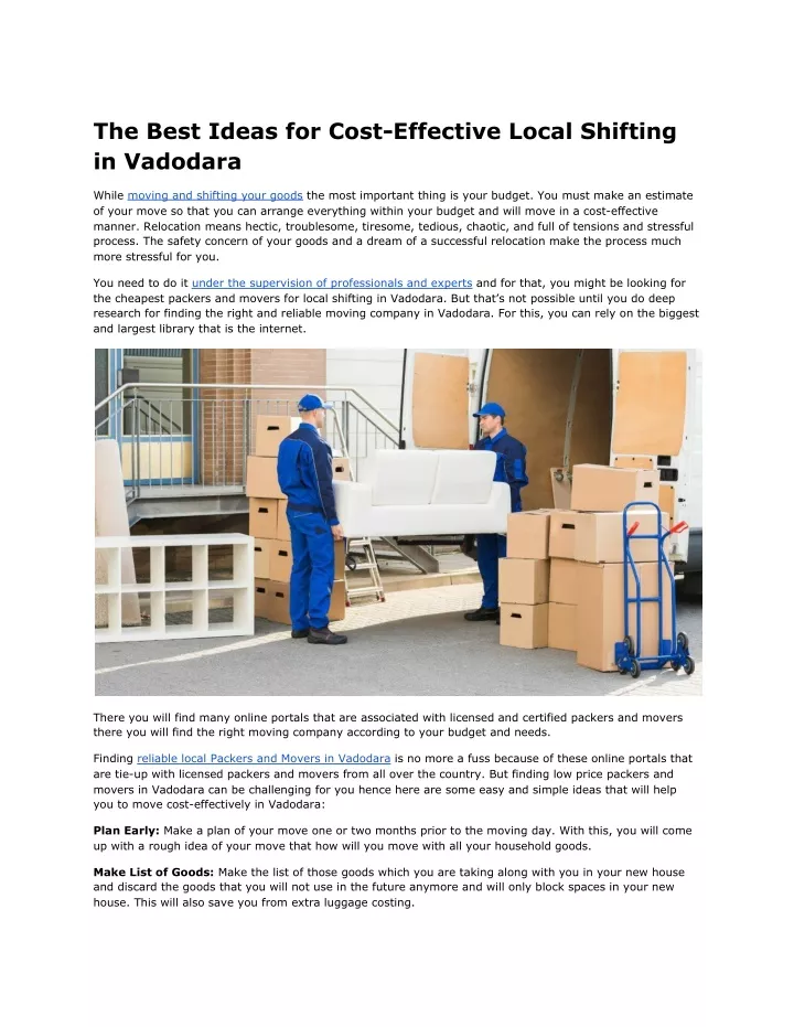 the best ideas for cost effective local shifting