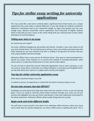 tips for stellar essay writing for university