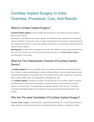 Cochlear Implant Surgery in India_ Overview, Procedure, Cost, And Results