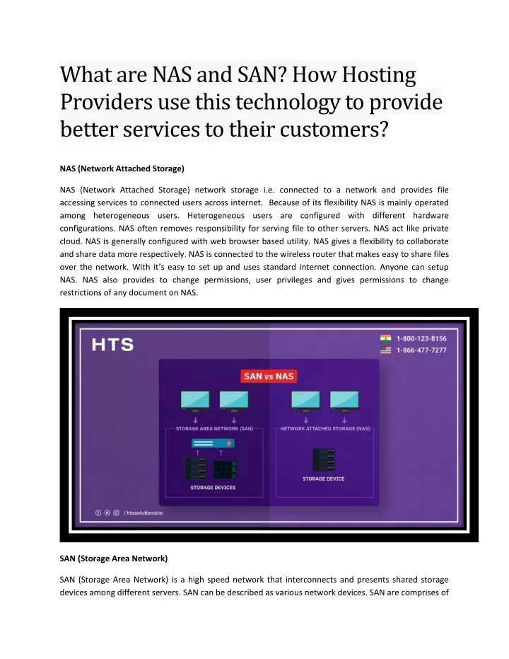 what are nas and san how hosting providers