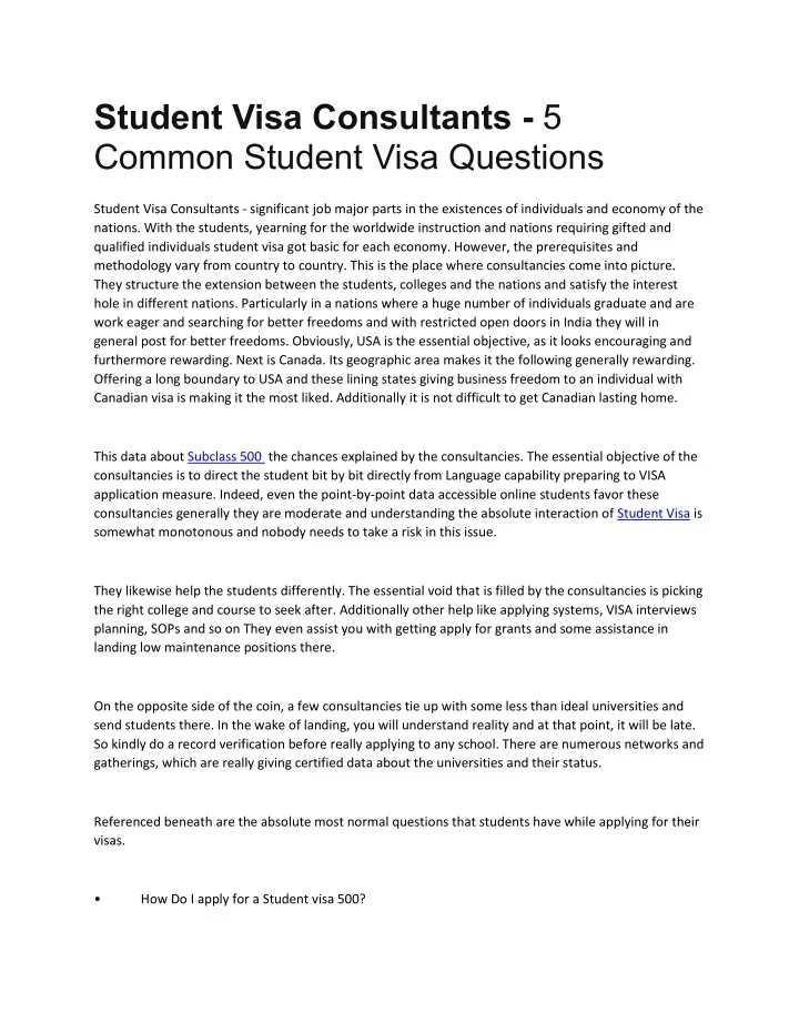student visa consultants 5 common student visa