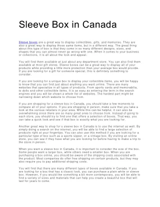 sleeve box in canada sleeve boxes are a great
