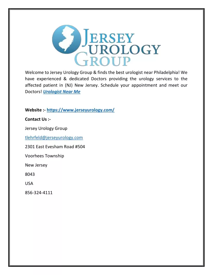 welcome to jersey urology group finds the best