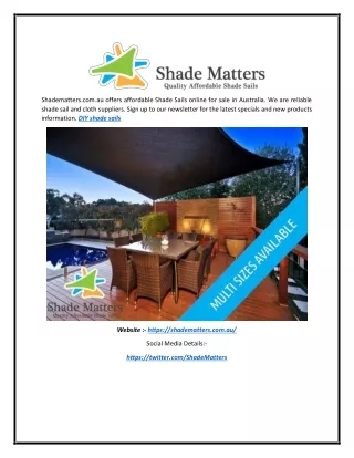 shadematters com au offers affordable shade sails
