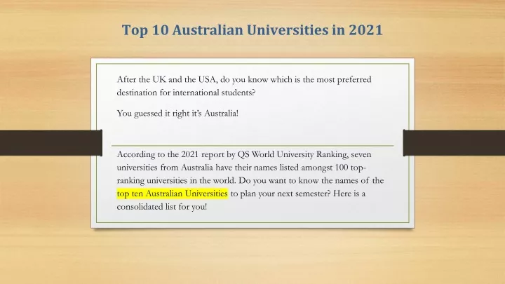 top 10 australian universities in 2021
