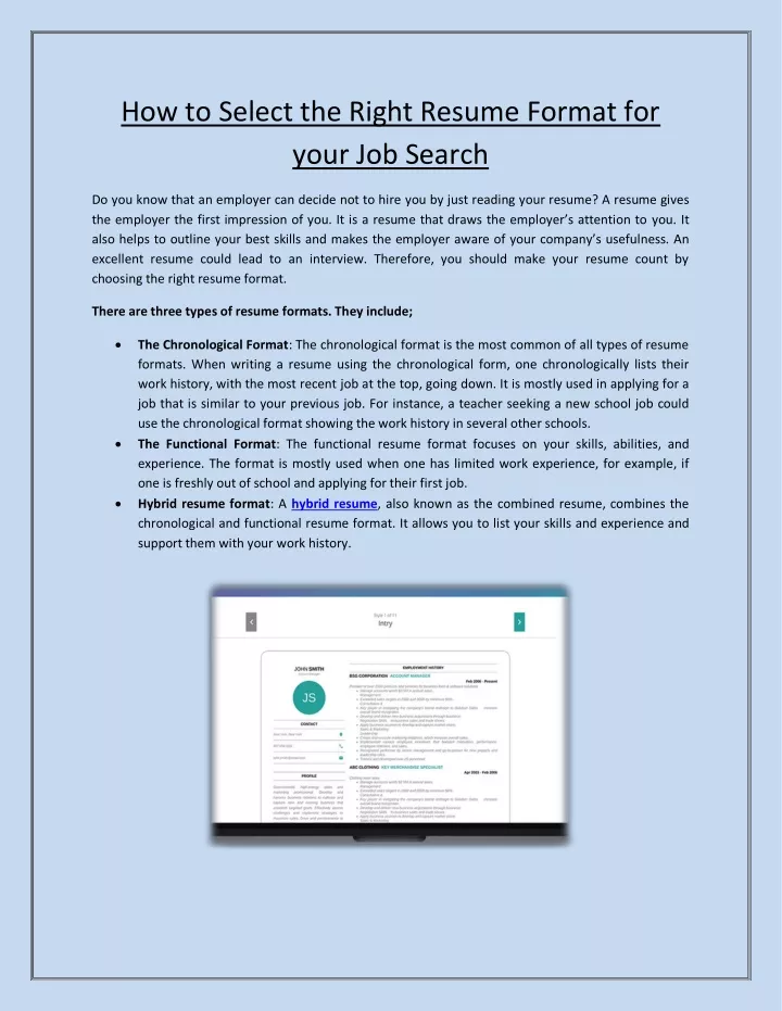 how to select the right resume format for your