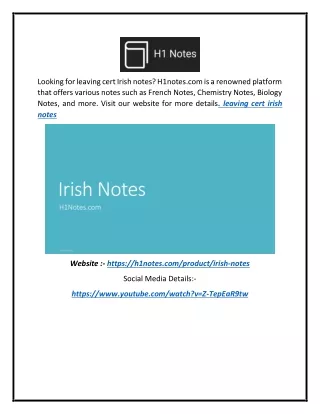 Leaving Cert Irish Notes | H1notes.com