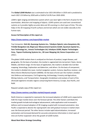 the global lidar market size is estimated