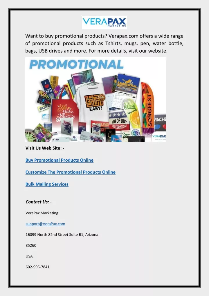 want to buy promotional products verapax