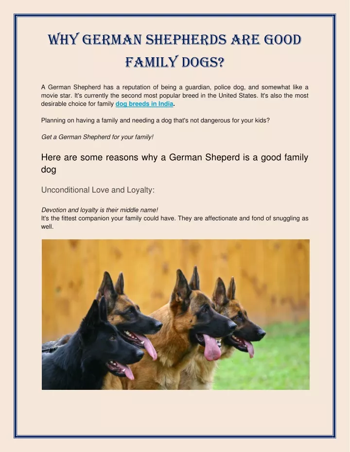 why german shepherds are good family dogs