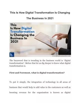 This Is How Digital Transformation Is Changing The Business In 2021