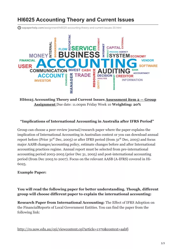 hi6025 accounting theory and current issues