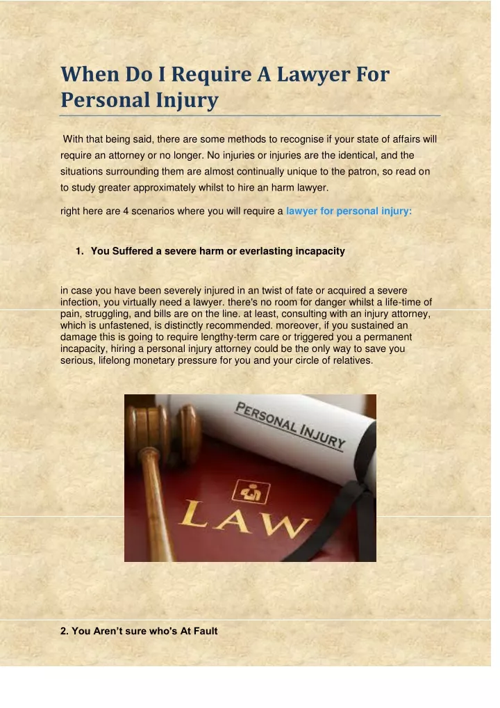 when do i require a lawyer for personal injury