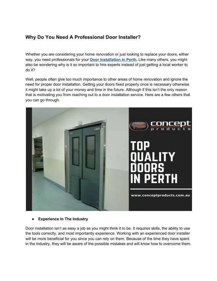 why do you need a professional door installer
