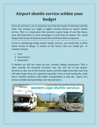 airport shuttle service within your budget
