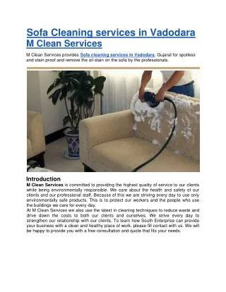 Sofa Cleaning services in vadodara | M Clean Services