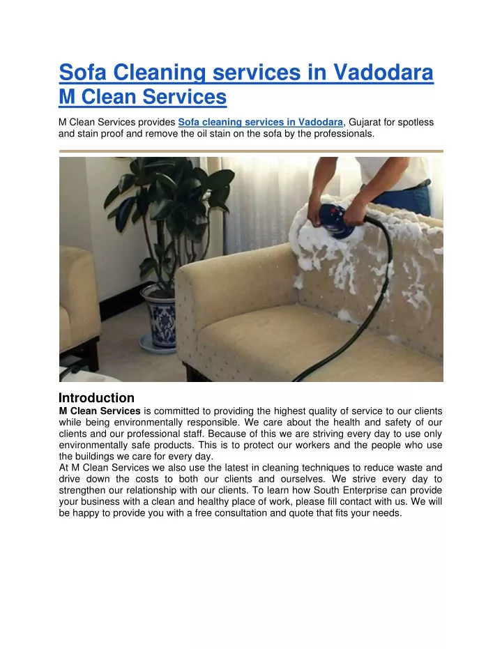 sofa cleaning services in vadodara m clean