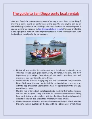 the guide to san diego party boat rentals