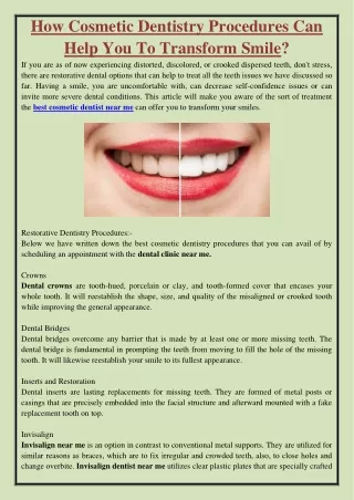 how cosmetic dentistry procedures can help