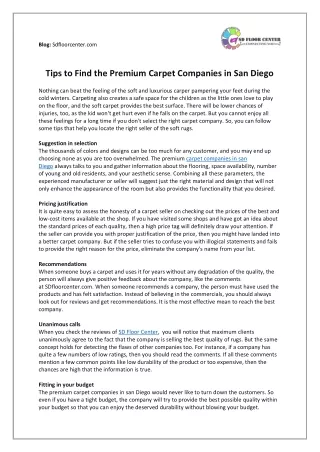 Tips to Find the Premium Carpet Companies in San Diego