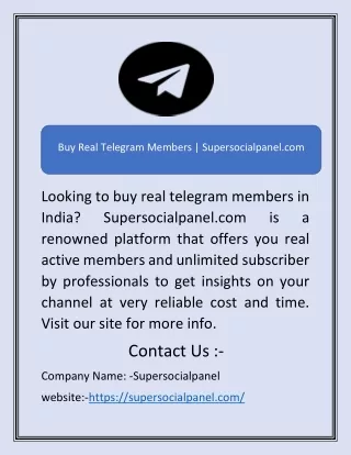 Buy Real Telegram Members | Supersocialpanel.com