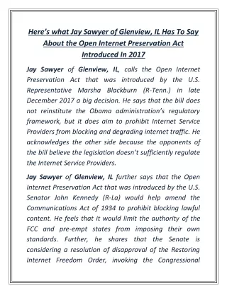 here s what jay sawyer of glenview