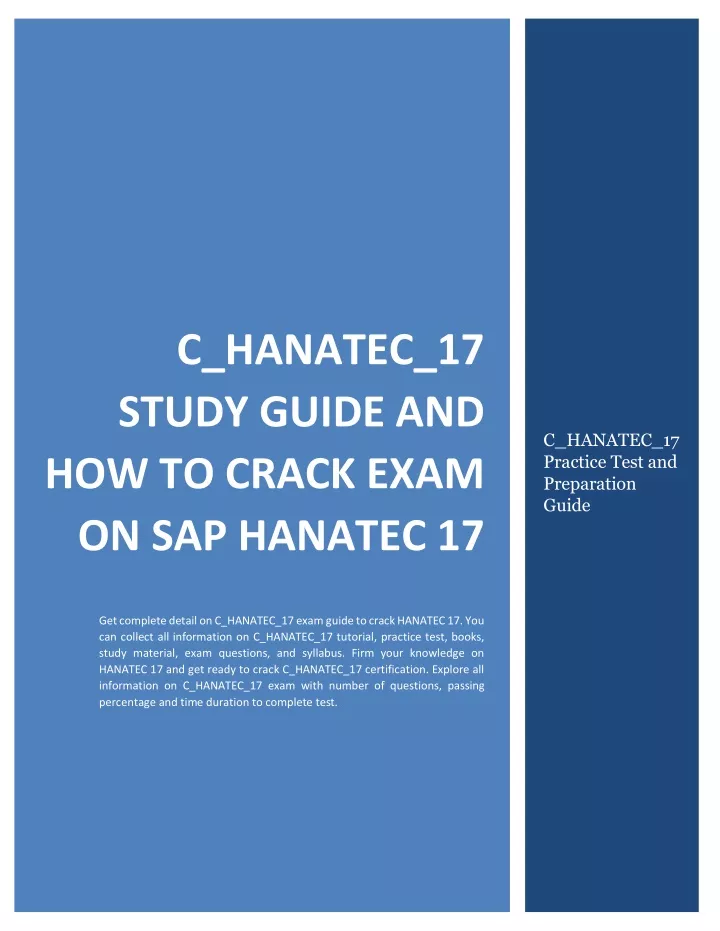 c hanatec 17 study guide and how to crack exam