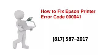 how to fix epson printer error code 000041