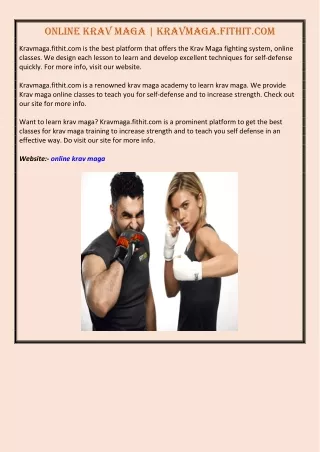 online krav maga kravmaga fithit com