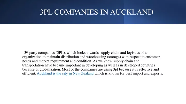 3pl companies in auckland