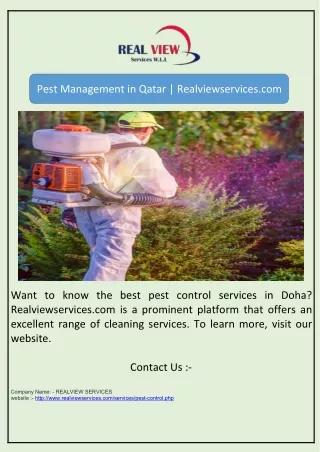 Pest Management in Qatar | Realviewservices.com