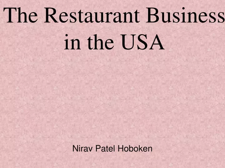 the restaurant business in the usa