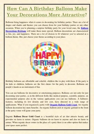 how can a birthday balloon make your decorations