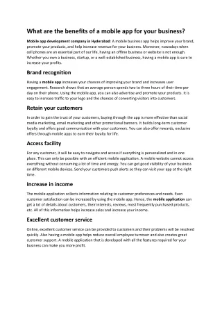 what are the benefits of a mobile app for your