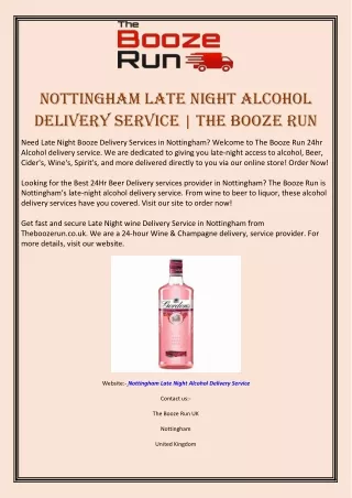 Nottingham Late Night Alcohol Delivery Service | The Booze Run