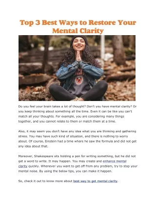 Best way to get mental clarity