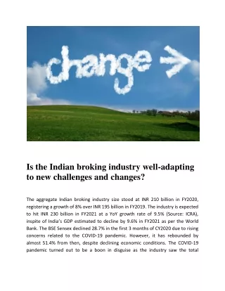 is the indian broking industry well adapting