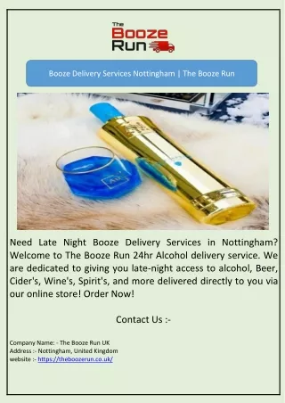Booze Delivery Services Nottingham | The Booze Run
