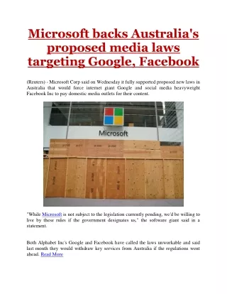 microsoft backs australia s proposed media laws