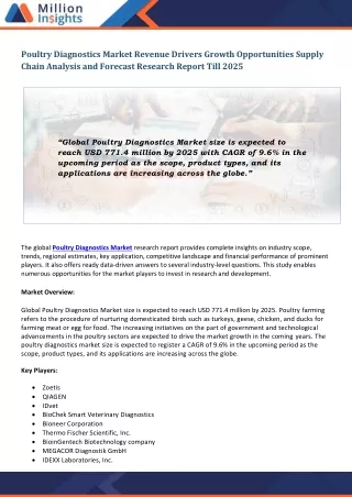 poultry diagnostics market revenue drivers growth