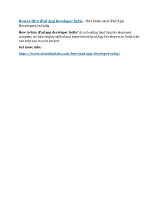 how to hire ipad app developer india hire