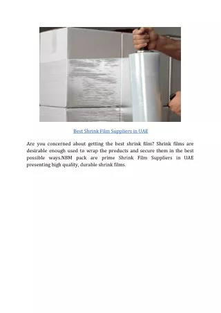 best shrink film suppliers in uae