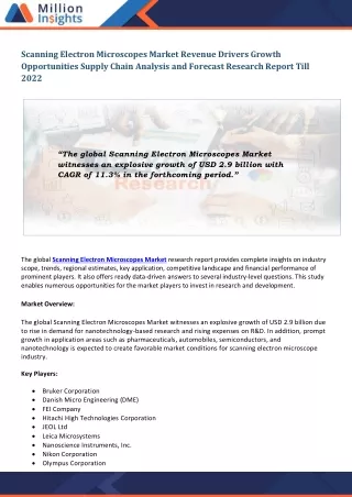 scanning electron microscopes market revenue