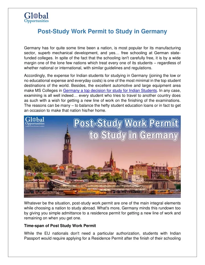 post study work permit to study in germany