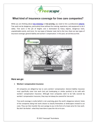 What kind of insurance coverage for tree care companies?